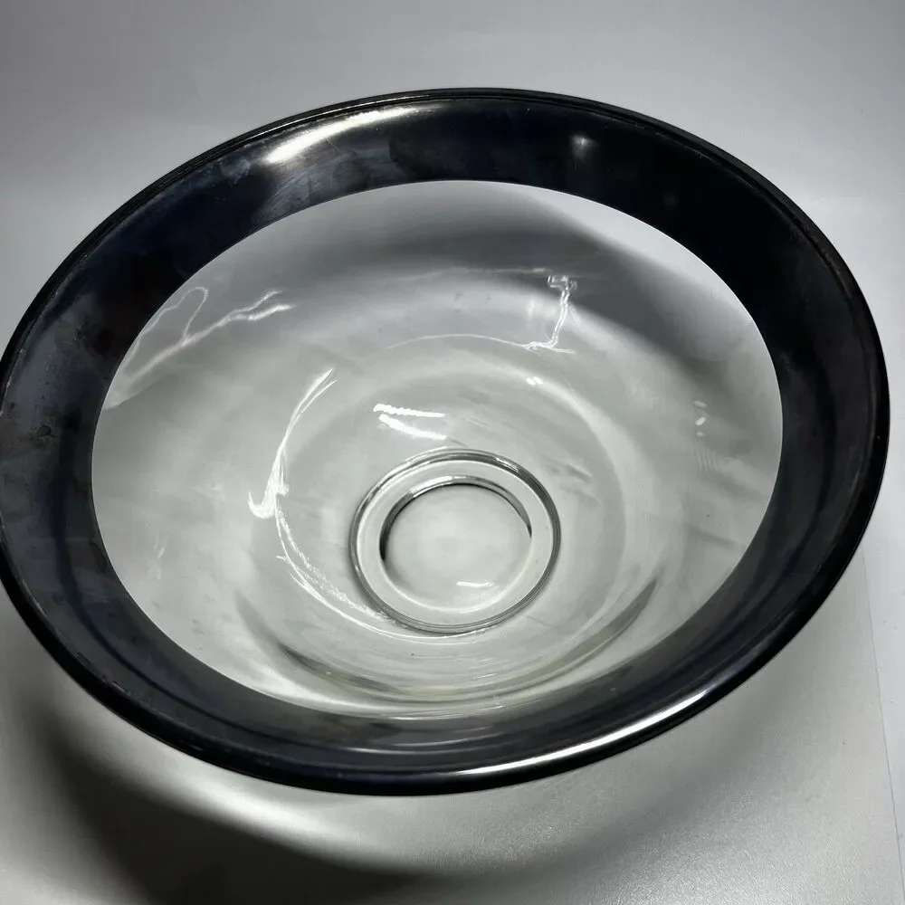 Vintage Dorothy Thorpe Style Silver Deposit Glass Serving Salad Bowl MCM Large
